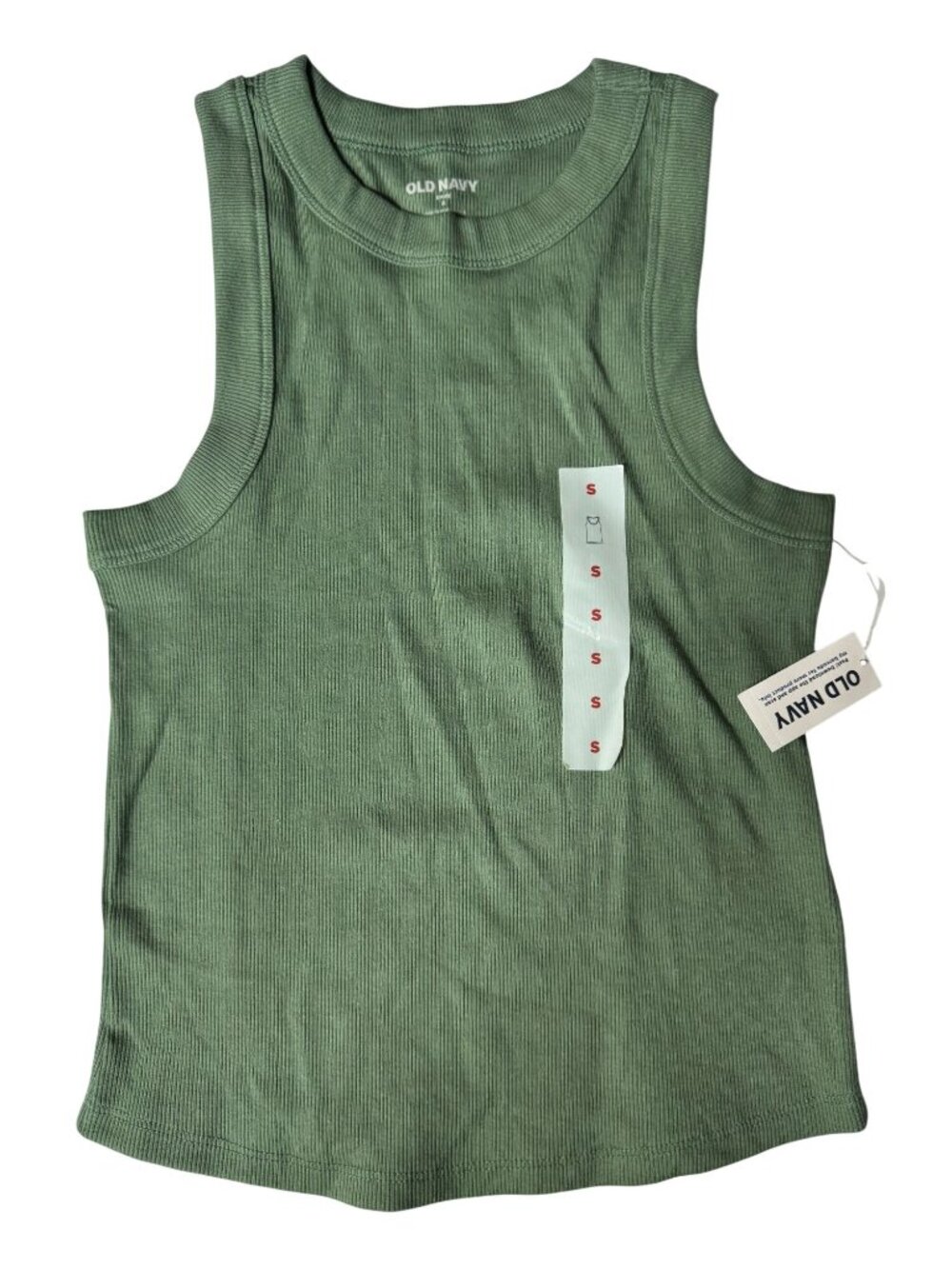 NEW Old Navy Womens Green Ribbed Tank Top Size Small Cotton Blend